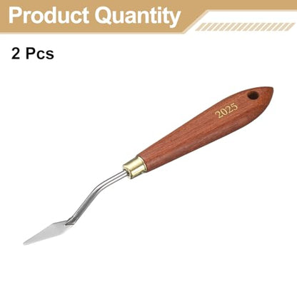 HARFINGTON 2pcs Palette Knife Painting Tool 1.18" x 0.39" Stainless Steel Teardrop Blade 7.09" Length Spatula Painting Pallet Knives with Hole Beech Wood Handle for Acrylic Canvas, Red/Silver - size: 7.09" x 0.39" x 1.18"