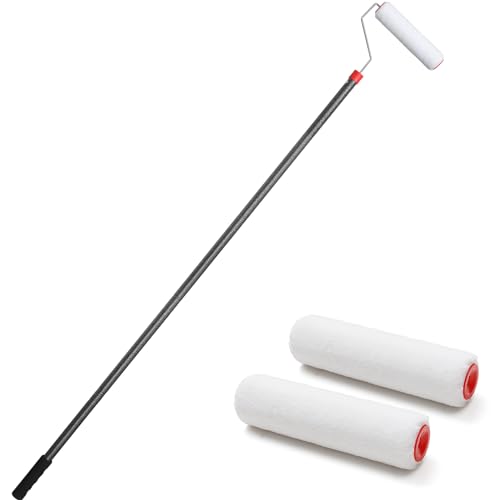 FLY HAWK Paint Roller, 4FT Paint Roller Extension Pole Paint Roller kit with House Paint Roller Brush Stainless Steel Pole, New Splicing Rod, Mural Brush for Walls and Ceiling - size: Black-4FT
