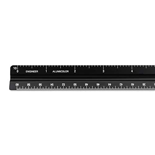 Alumicolor Aluminum Engineer Solid Drafting Scale, 12IN, Black - color: Black, size: 12 Inch, style: Engineer