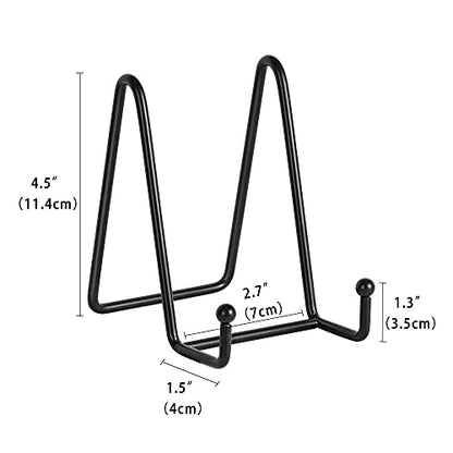 Artliving Plate Stands for Display - Iron Easel Stand Plate Holder Display Stand Picture Frame Stand for Pictures | Photo|Decorative Plate |Dish | Tabletop Art - 4.5 inch-Black(2 Pack) - size: 4.5“（2 pack）