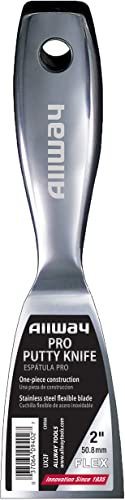 ALLWAY UX2F Premium One-Piece Flex Stainless Steel Putty Knife, 2" | Ergonomic Handle, Built-in Hammer End - size: 2"
