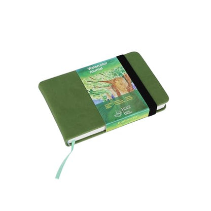 tumuarta Watercolor Journal, 3.5x5.5”, 140 LB, 300 GSM, Cotton Paper, Cold Press, 24 Sheets, 48 Pages, Watercolor Sketchbooks for Use As Travel Notebook Mixed Media Pad On The Go - color: Green
