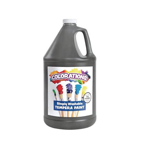 Colorations Paraben-Free Washable Black Tempera Paint for Kids, 1 Gallon | Vibrant, Non-Toxic and Made in the USA, Classroom Must Haves, Bulk Arts & Crafts Supplies - color: Black
