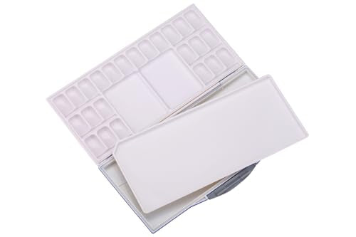 Watercolor Painting Palettes 24-Wells with 2+1 Additional Spacious Mixing Areas, Folding Peel-Off Palette for Watercolor, Gouache, Acrylic Paint (Blue, One Size) - color: Blue