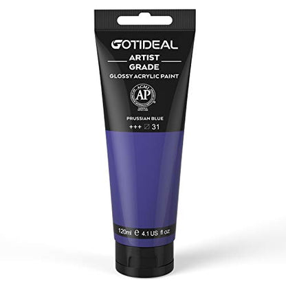 GOTIDEAL Acrylic Paint Prussian Blue Tubes(120ml, 4.1 oz) - color: Prussian BLue, style: Regular