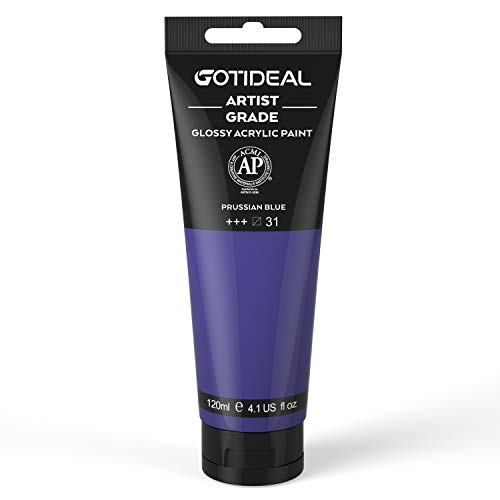 GOTIDEAL Acrylic Paint Prussian Blue Tubes(120ml, 4.1 oz) - color: Prussian BLue, style: Regular