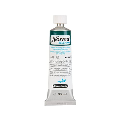 Schmincke - NORMA® Blue, 21502009, finest water-based artists' oil colors, highly pigmented, lightfast, vegan, Chromium oxide green brill., 35 ml - color: 502 chromium oxide green brill.
