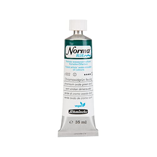Schmincke - NORMA® Blue, 21502009, finest water-based artists' oil colors, highly pigmented, lightfast, vegan, Chromium oxide green brill., 35 ml - color: 502 chromium oxide green brill.