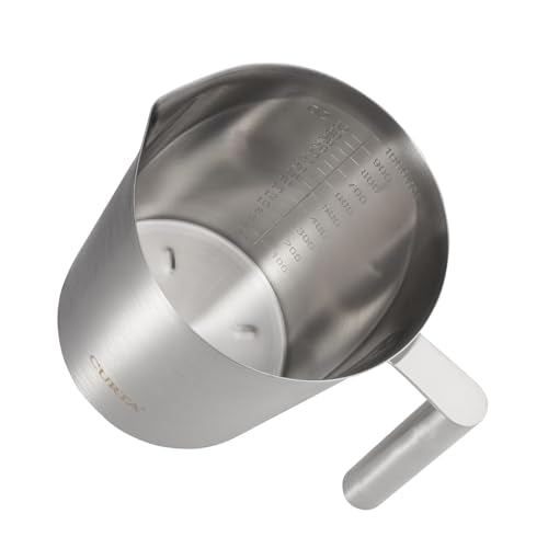 18/8 Stainless Steel Measuring Cup with Round Handle and Pour Spout, Commercial Kitchen Food Prep Pitcher for Restaurant, Bakery, Cooking and Ingredient Measuring, 32 OZ (4 Cup, 1000 ML) - color: Round Handle, size: 32 OZ (4 Cup, 1000 ML)