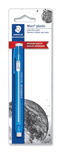 STAEDTLER Mars Plastic Eraser Pen with Refillable Holder, German-Made Eraser for Pencils, Smudge-Free & Tear-Free Precision, Retractable Design with Clip, Blue - style: Eraser Pen