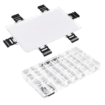 WANDIC Paint Palette Box, 24 Wells Transparent Empty Airtight Paints Container Leak Proof Palette Case for Watercolors Gouache Oil Painting Acrylic - color: 24 Well U-shaped