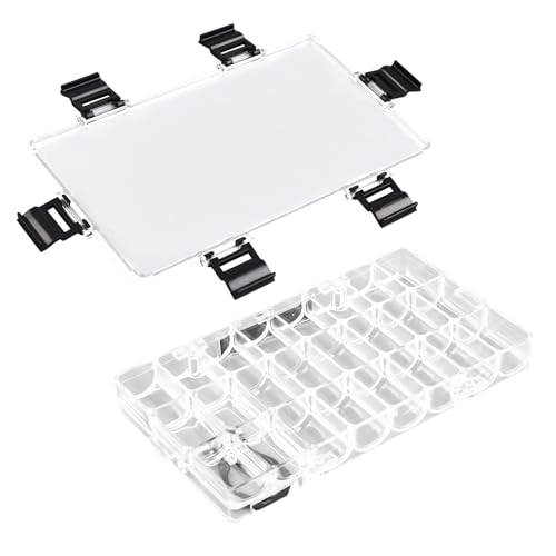 WANDIC Paint Palette Box, 24 Wells Transparent Empty Airtight Paints Container Leak Proof Palette Case for Watercolors Gouache Oil Painting Acrylic - color: 24 Well U-shaped