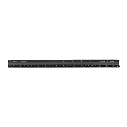 Alumicolor Aluminum Combination Solid Drafting Scale, 12IN, Black - color: Black, size: 12 Inch, style: Combination