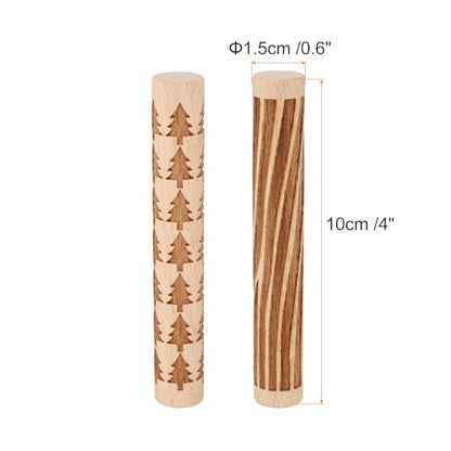 HARFINGTON 2pcs Wood Clay Roller 4" Pine Tree Wood Grain Pattern Rolling Pins Wood Rollers Pottery Tools Wood Grain Texture Rollers for Clay Baking Dough Playdough DIY - style: Pine Tree + Wood Grain