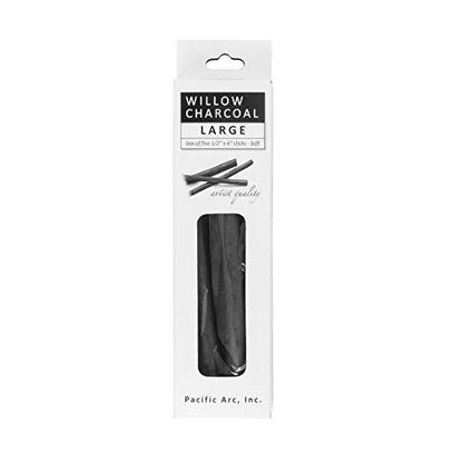 Pacific Arc Large Vine Charcoal Stick 5/Pkg, Soft, Black, Thick Willow Charcoal for Sketching and Drawing - style: Large | 5 Sticks