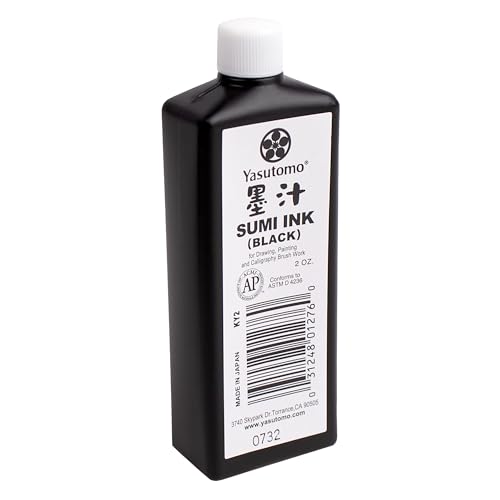 Yasutomo Bokuju Liquid Ink - 2oz Sumi Ink for Calligraphy and Artwork - Black Drawing Ink for use with Japanese Ink Brushes and Dip Pens - size: 2 fl oz
