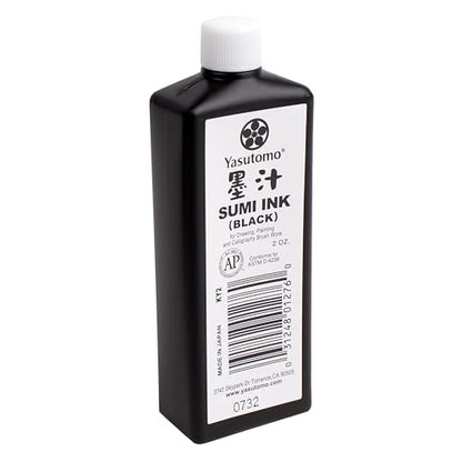 Yasutomo Bokuju Liquid Ink - 2oz Sumi Ink for Calligraphy and Artwork - Black Drawing Ink for use with Japanese Ink Brushes and Dip Pens - size: 2 fl oz