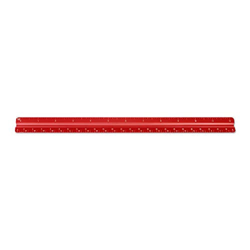 Alumicolor Aluminum Combination Solid Drafting Scale, 12IN, Red - color: Red, size: 12 Inch, style: Combination
