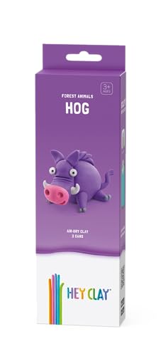 HEY CLAY Forest Animals - Claymate Hog - Air Dry Clay Kit 3 cans and Sculpting Tools with Fun Interactive Instructions App - color: Hog