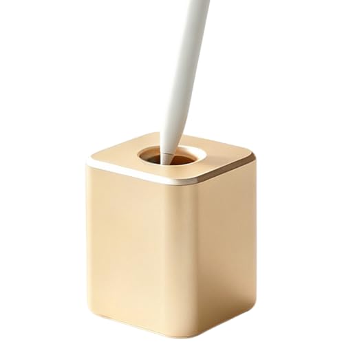 Pen Stand for Desk, 2-in-1 Single Pen Holder & Paperweight, Gold | Aluminum Alloy, 16mm ID, 5cm H, Non-slip Base, Minimalist Organizer for Fountain Pen Stylus, Office Home School Use - color: Gold, size: Tall - 1P