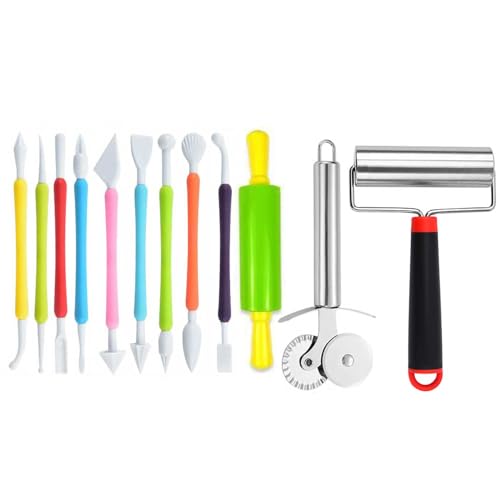 Langqun 12 Pcs Air Dry Clay Tools for Kids and Adults,Polymer Clay Tools,Pottery Tools Kit,Sculpting and Modeling