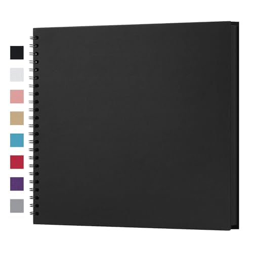 potricher 12 x 12 Inch Large DIY Scrapbook Photo Album 40 Pages, Black - color: Black, size: 12 Inch 40 Pages