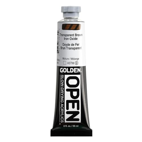 OPEN Slow-Drying Acrylics by GOLDEN, Transparent Brown Iron Oxide, 2 fl oz. tube, Professional Acrylic Paint, Transparent - color: Transparent Brown Iron Oxide, size: 2 Fl Oz (Pack of 1)