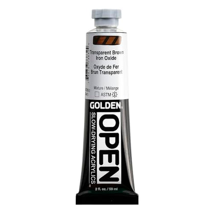 OPEN Slow-Drying Acrylics by GOLDEN, Transparent Brown Iron Oxide, 2 fl oz. tube, Professional Acrylic Paint, Transparent - color: Transparent Brown Iron Oxide, size: 2 Fl Oz (Pack of 1)