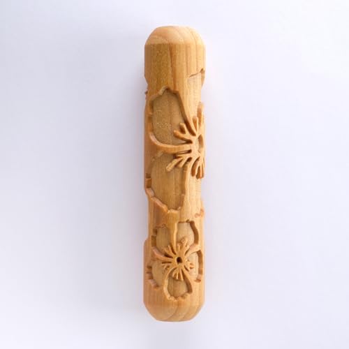 MKM Pottery Tools Wood Big Hand Rollers for Clay (BHR-145 Hibiscus Flowers) - color: BHR-145 Hibiscus Flowers