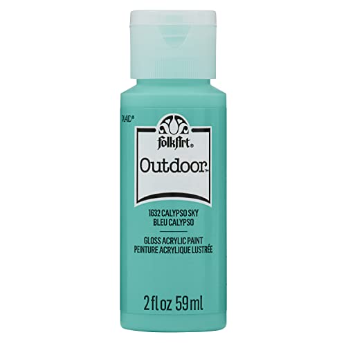 FolkArt Outdoor Acrylic Paint in Assorted Colors (2 Ounce), 1632 Calypso Sky - color: Calypso Sky, size: 2 Fl Oz (Pack of 1)