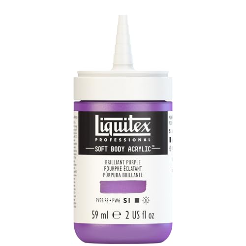 Liquitex Soft Body Acrylic Paint, 2-oz Bottle, Brilliant Purple | Low Viscosity, Highly Pigmented, Satin Finish, Retains Subtle Brush Strokes, Great Surface Coverage, Highly Versatile - color: Brilliant Purple, style: 2-oz Bottle