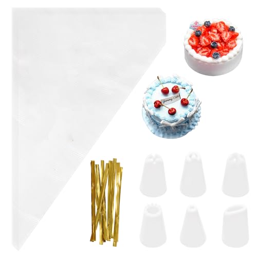 6Pcs Mini Cake Decorating Tips with 8 Piping Bags Dollhouse Cake Decor Modeling Tool Mini Pastry Tips for Mini Polymer Clay Dollhouse Cake Crafts for DIY Mini Dollhouse Cake Decoration Display Decor
