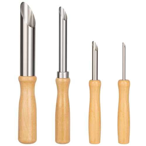 Amrules 4 Pcs Clay Hole Cutters Sculpting Tools Set for Pottery - color: Lightyellow-Hole-4Pcs