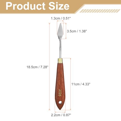 HARFINGTON 2pcs Palette Knife Painting Tool 1.38" x 0.59" Stainless Steel Teardrop Blade 7.09" Length Spatula Painting Pallet Knives with Hole Beech Wood Handle for Acrylic Canvas, Red/Silver - size: 7.09" x 0.59" x 1.38"