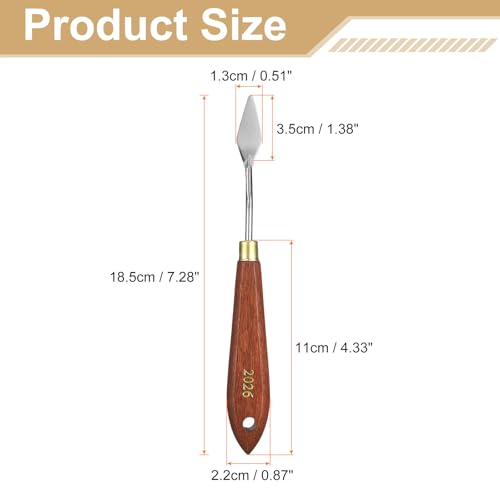 HARFINGTON Palette Knife Painting Tool 1.38" x 0.51" Stainless Steel Teardrop Blade 7.28" Length Spatula Painting Pallet Knives with Hole Beech Wood Handle for Oil Acrylic Canvas, Red/Silver - size: 7.28" x 0.51" x 1.38"