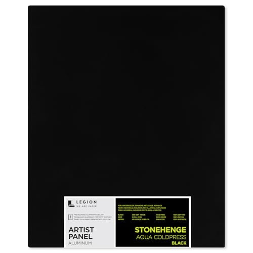 Legion Artist Panel, 1/8" Composite Brushed Aluminum with Stonehenge Aqua Coldpress Black, 100% Cotton, 140lb Paper, 16 x x20 inches for Wet Media - size: 16 x 20
