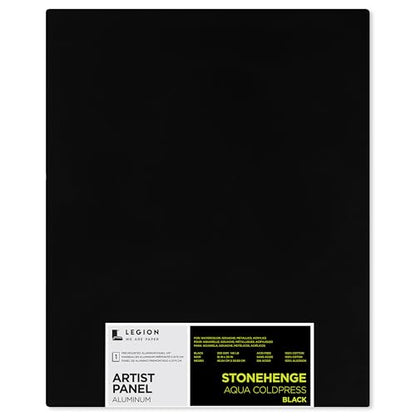 Legion Artist Panel, 1/8" Composite Brushed Aluminum with Stonehenge Aqua Coldpress Black, 100% Cotton, 140lb Paper, 16 x x20 inches for Wet Media - size: 16 x 20