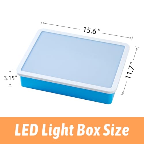 PreTrans Kids Light Box – Translucent Pattern Blocks – Sensory Light Table for Kids, Artist Tracing Light Box, LED Light Up Sensory Table