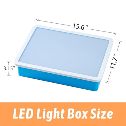 PreTrans Kids Light Box – Translucent Pattern Blocks – Sensory Light Table for Kids, Artist Tracing Light Box, LED Light Up Sensory Table