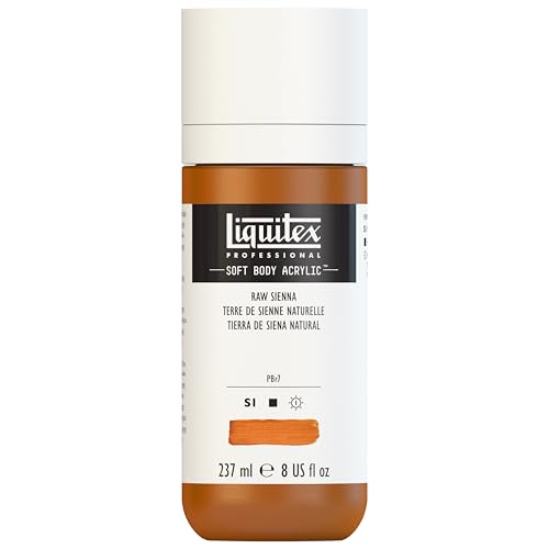 Liquitex Soft Body Acrylic Paint, 8-oz Bottle, Raw Sienna | Low Viscosity, Highly Pigmented, Satin Finish, Retains Subtle Brush Strokes, Great Surface Coverage, Highly Versatile - color: Raw Sienna, style: 8-oz Bottle