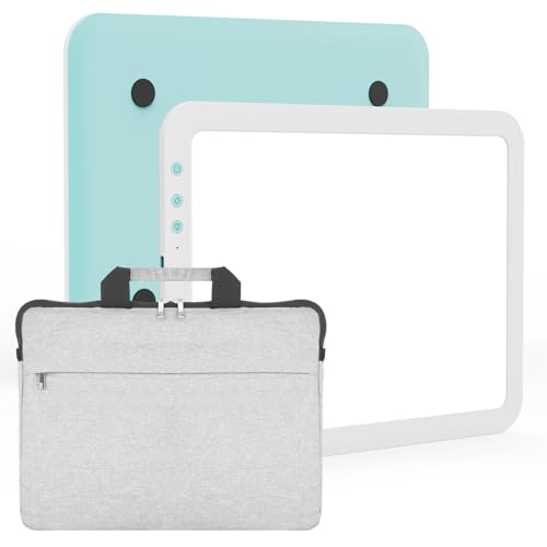 TOHETO A4 Rechargeable Led Super Bright Light Pad with Carry Bag for Weeding Vinyl Tool, Portable Wireless 3500mAh Battery Light Board/Box for Tracing, Diamond Painting, Sketching & Drawing - color: White & Mint Green, size: A4 with Bag