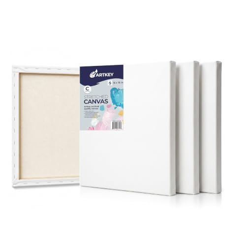 Stretched Canvases for Painting 16x16 Inch 4-Pack, 10 oz Triple Primed Acid-Free 100% Cotton Blank Canvas, Square Canvas for Oil Paint Acrylics Pouring & Wet Art Media, Pour Painting - size: 16"x16"(4-Pack), style: Studio