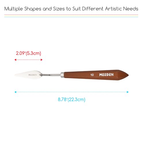 MEEDEN Artist Stainless Steel Palette Knife: 8.78" Flexible Art Spatula Pallet Painting Knife with Wood Handle for Studio, Wall Art, Home Décor, #10 - style: #10