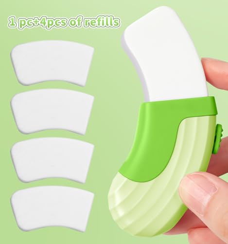 4+1 Pack Rubber Erasers Sliding Retractable Eraser - Green | Large White Erasers with 4 Refill Eraser for School Office Home Supplies Art Drawing, Push Pull Pencil Erasers for Kids Teens - color: Green