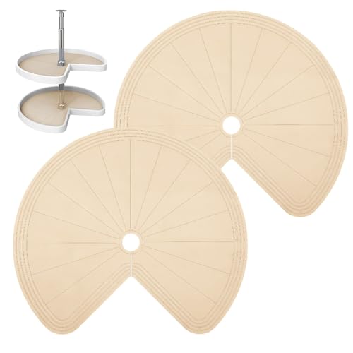 2 PCS 26" Lazy Susan Shelf Liner, Jaxbo Silicone Lazy Susan Liner for Dual Tier Pie Cut Organizer,Non-Slip Thermal Protection Mat - color: Khaki