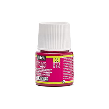 Pebeo Vitrea 160 Glass Paint - Water-Based Transparent High-Gloss Color Paints For Glass, Non-Toxic & Heat Safe, 45 ml Bottle, Pink - color: Rosa