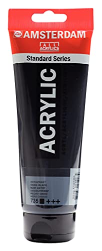 Amsterdam Standard Series Acrylic Paint Tube, Oxide Black 735, 8.4 fl oz | Vibrant Color with Acrylic Resin Binder, High Lightfastness, Water-Based, Strong Coverage, Visible Brush Strokes - color: Oxide Black, size: 8.45 Fl Oz (Pack of 1)