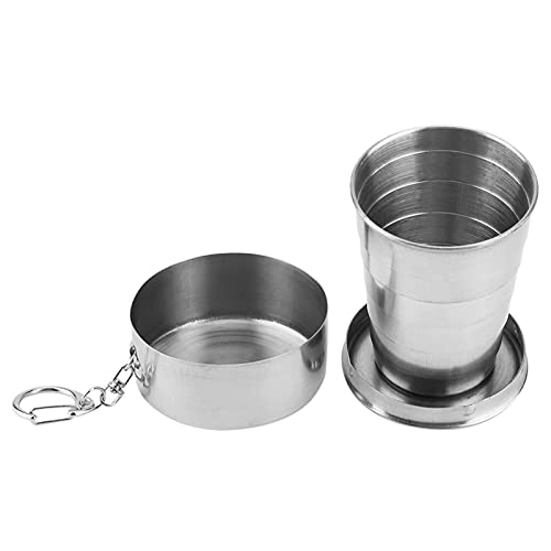 Stainless Steel Collapsible Cup, Camping Folding Cup Retractable Travel Mug with Lid Keychain Portable Drinking Outdoor Demountable Stackable Expandable Protective Cap for Hiking Picnic Coffee(S) - size: 2 Ounces