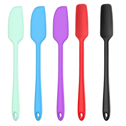 Slim Silicone Spatula Set, 5 Piece Food Grade Rubber Spatulas for Baking, Cooking, and Mixing High Heat Resistant Non Stick Dishwasher Safe BPA-Free (Multicolor)