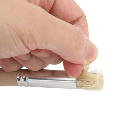 6 Pcs Round Brush Tip Wooden Stencil Paint Brushes Set Wood Handle Stiff Brushes for Acrylic, Oil, Watercolor Painting and Texture Art Creation